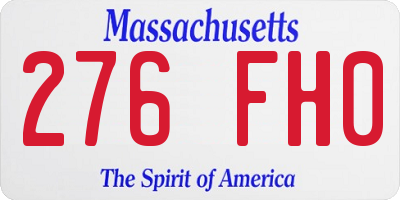MA license plate 276FH0