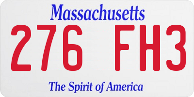 MA license plate 276FH3