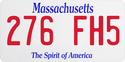 MA license plate 276FH5