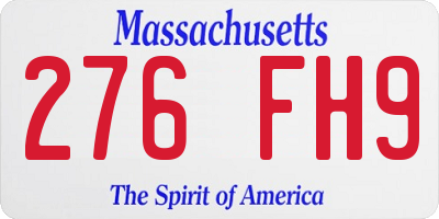 MA license plate 276FH9