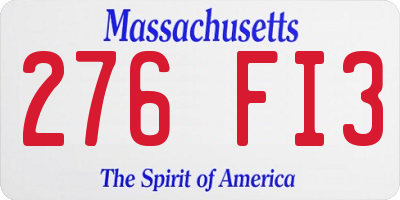 MA license plate 276FI3