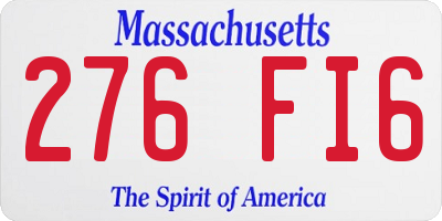 MA license plate 276FI6