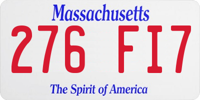 MA license plate 276FI7