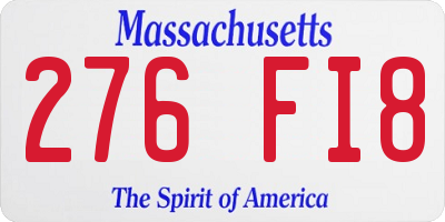 MA license plate 276FI8