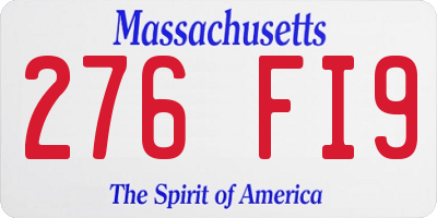 MA license plate 276FI9