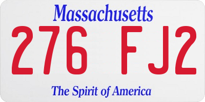MA license plate 276FJ2