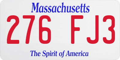 MA license plate 276FJ3