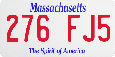 MA license plate 276FJ5