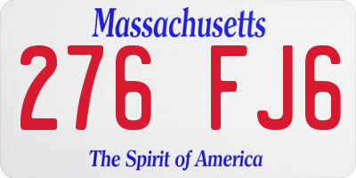 MA license plate 276FJ6