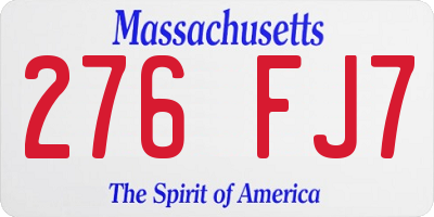 MA license plate 276FJ7