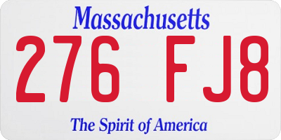 MA license plate 276FJ8