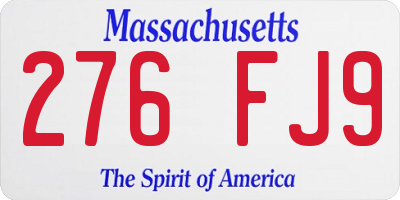 MA license plate 276FJ9