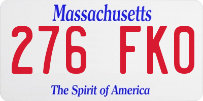 MA license plate 276FK0