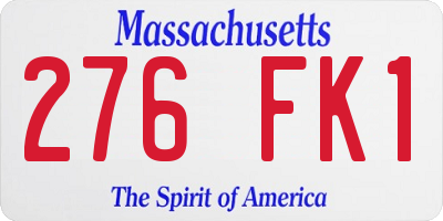 MA license plate 276FK1