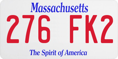 MA license plate 276FK2