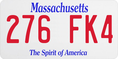 MA license plate 276FK4