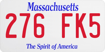 MA license plate 276FK5