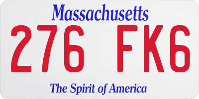 MA license plate 276FK6