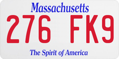 MA license plate 276FK9