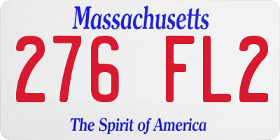 MA license plate 276FL2