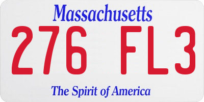 MA license plate 276FL3