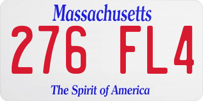 MA license plate 276FL4