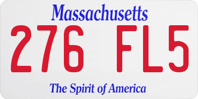 MA license plate 276FL5