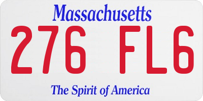 MA license plate 276FL6