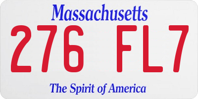 MA license plate 276FL7