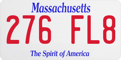 MA license plate 276FL8