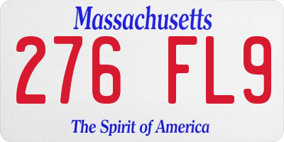 MA license plate 276FL9