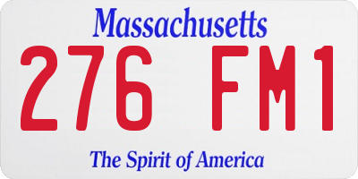 MA license plate 276FM1