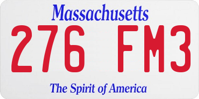 MA license plate 276FM3