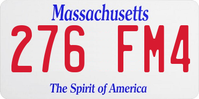 MA license plate 276FM4