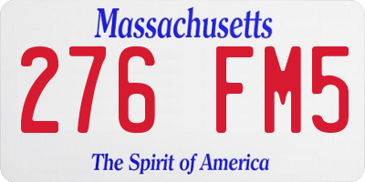 MA license plate 276FM5