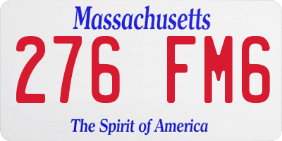 MA license plate 276FM6