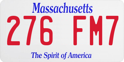 MA license plate 276FM7