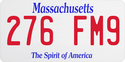 MA license plate 276FM9