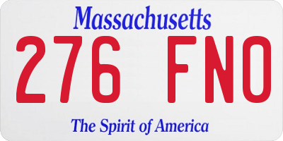 MA license plate 276FN0