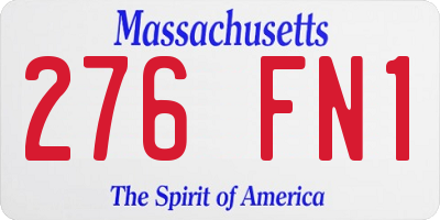 MA license plate 276FN1
