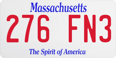 MA license plate 276FN3