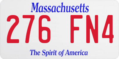 MA license plate 276FN4