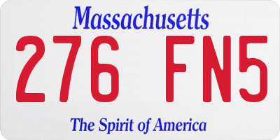 MA license plate 276FN5