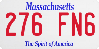 MA license plate 276FN6