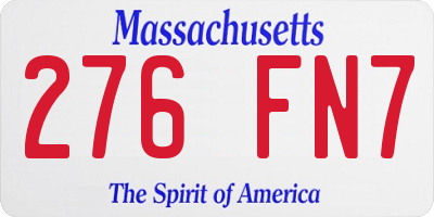 MA license plate 276FN7