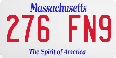 MA license plate 276FN9