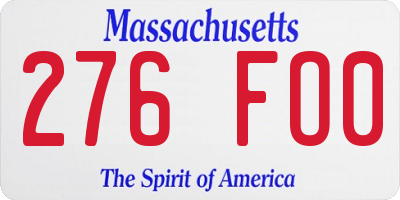 MA license plate 276FO0