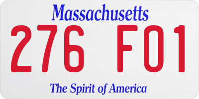 MA license plate 276FO1