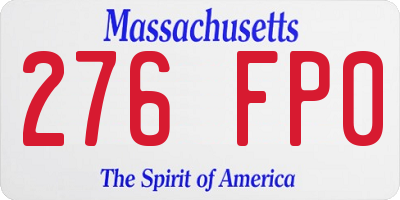 MA license plate 276FP0