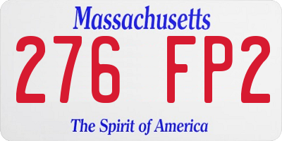MA license plate 276FP2
